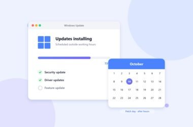 Windows Update installing security updates, scheduled for after office hours